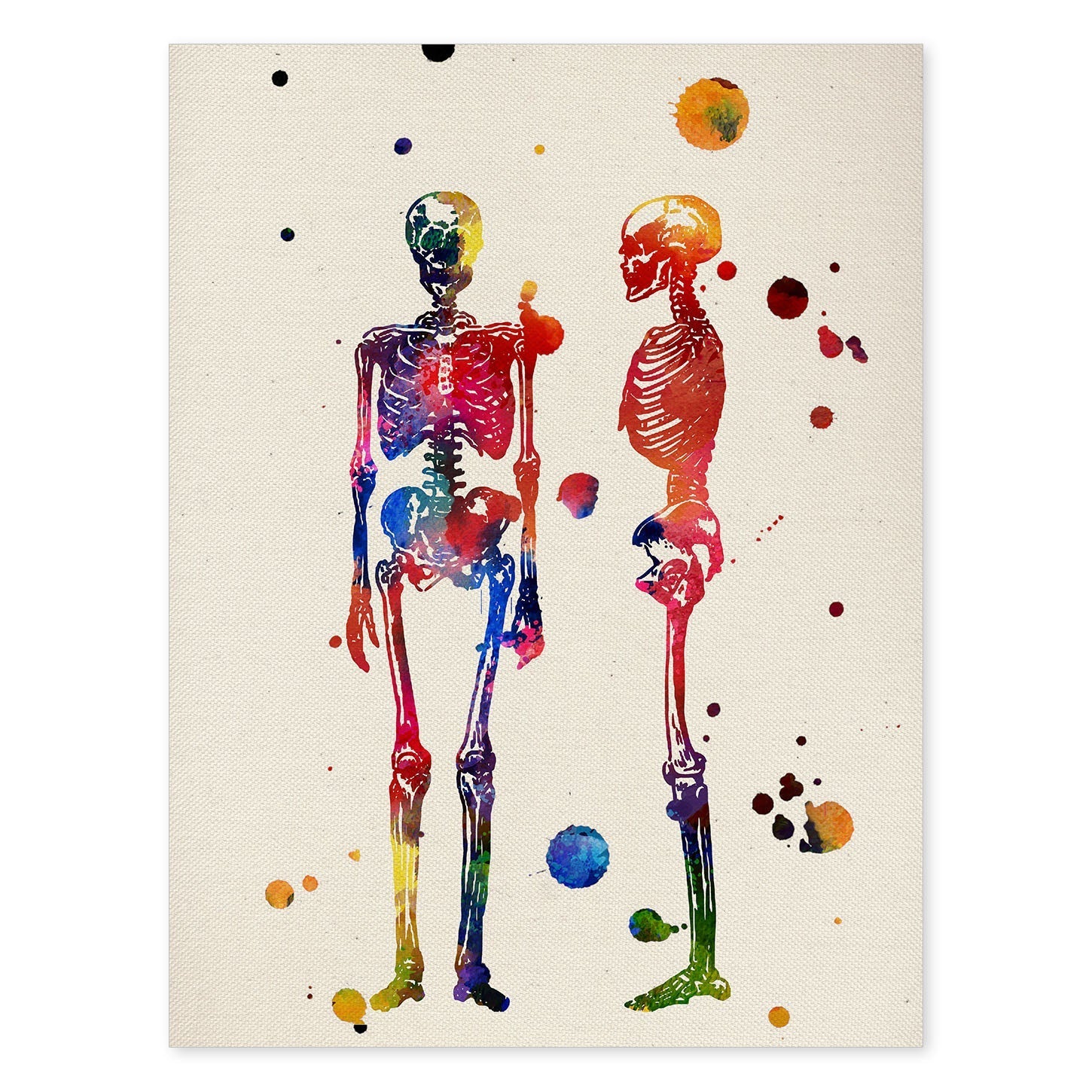 Poster de Esqueletos con diseño acuarela. Mix de láminas con estilo acuarela-Artwork-Nacnic-A4-Sin marco-Nacnic Estudio SL