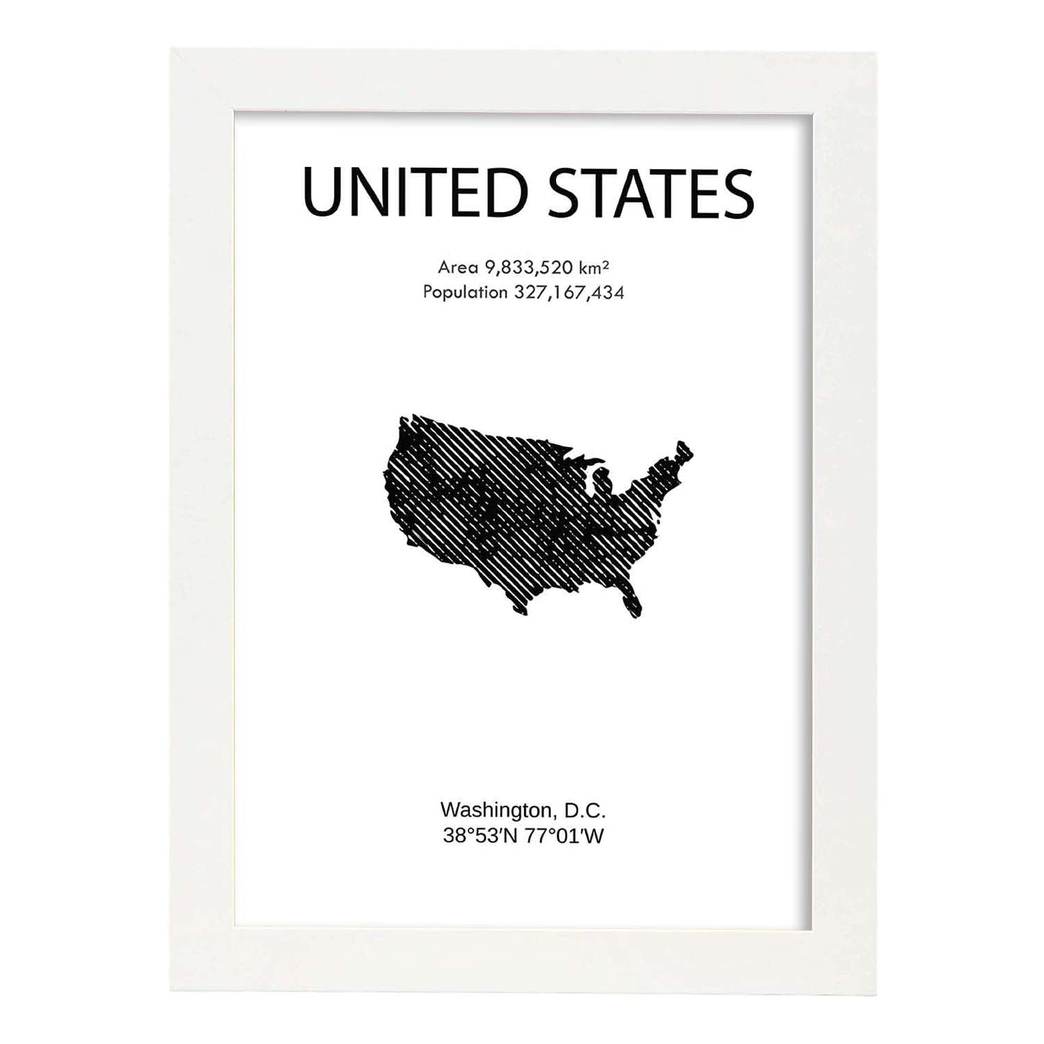 Poster de Estados Unidos. Láminas de paises y continentes del mundo.-Artwork-Nacnic-A3-Marco Blanco-Nacnic Estudio SL