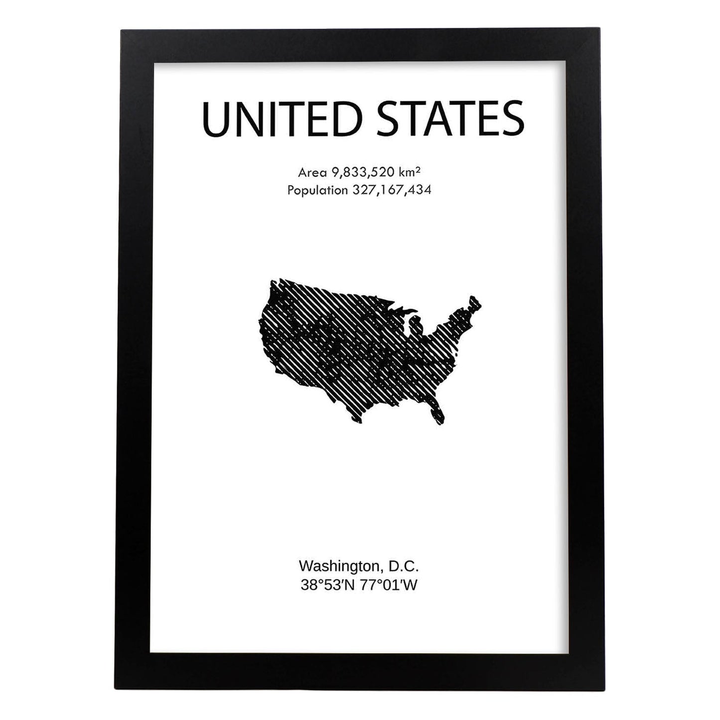 Poster de Estados Unidos. Láminas de paises y continentes del mundo.-Artwork-Nacnic-A3-Marco Negro-Nacnic Estudio SL