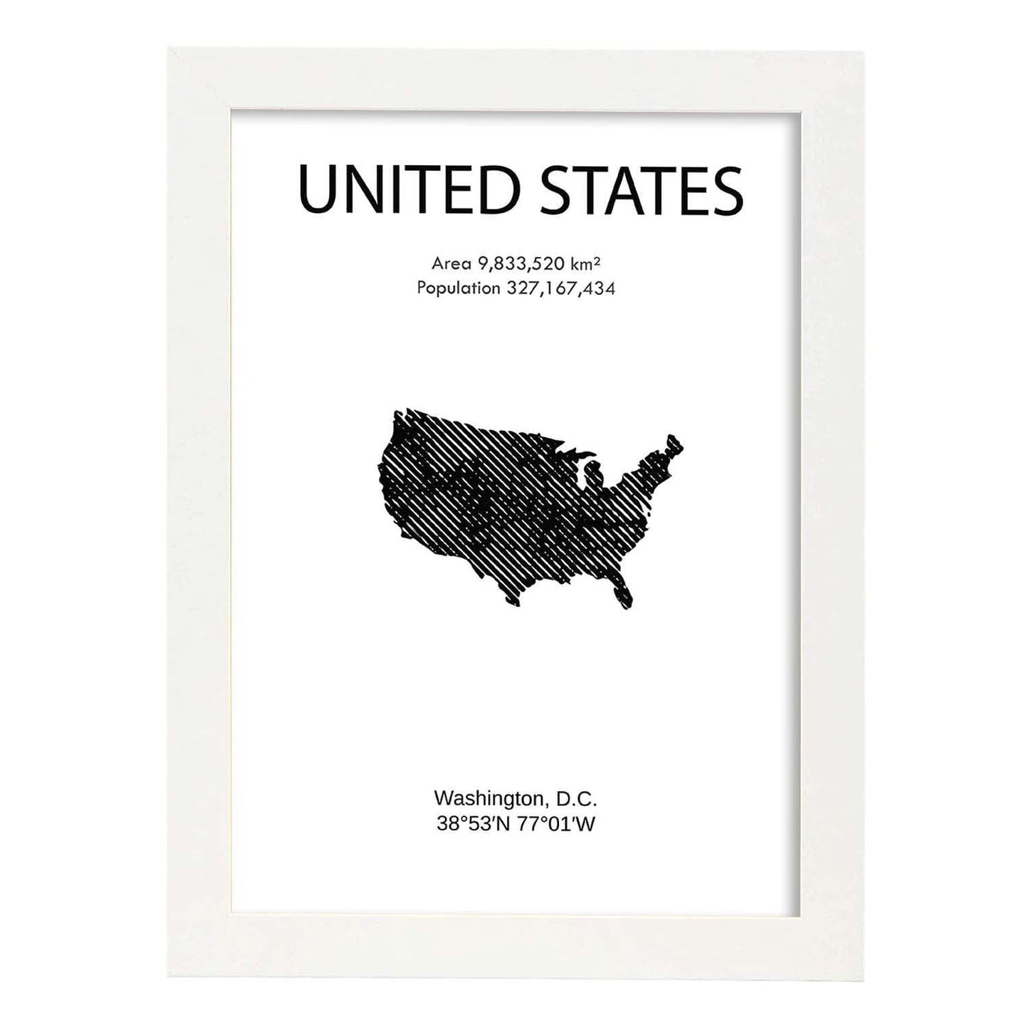 Poster de Estados Unidos. Láminas de paises y continentes del mundo.-Artwork-Nacnic-A4-Marco Blanco-Nacnic Estudio SL
