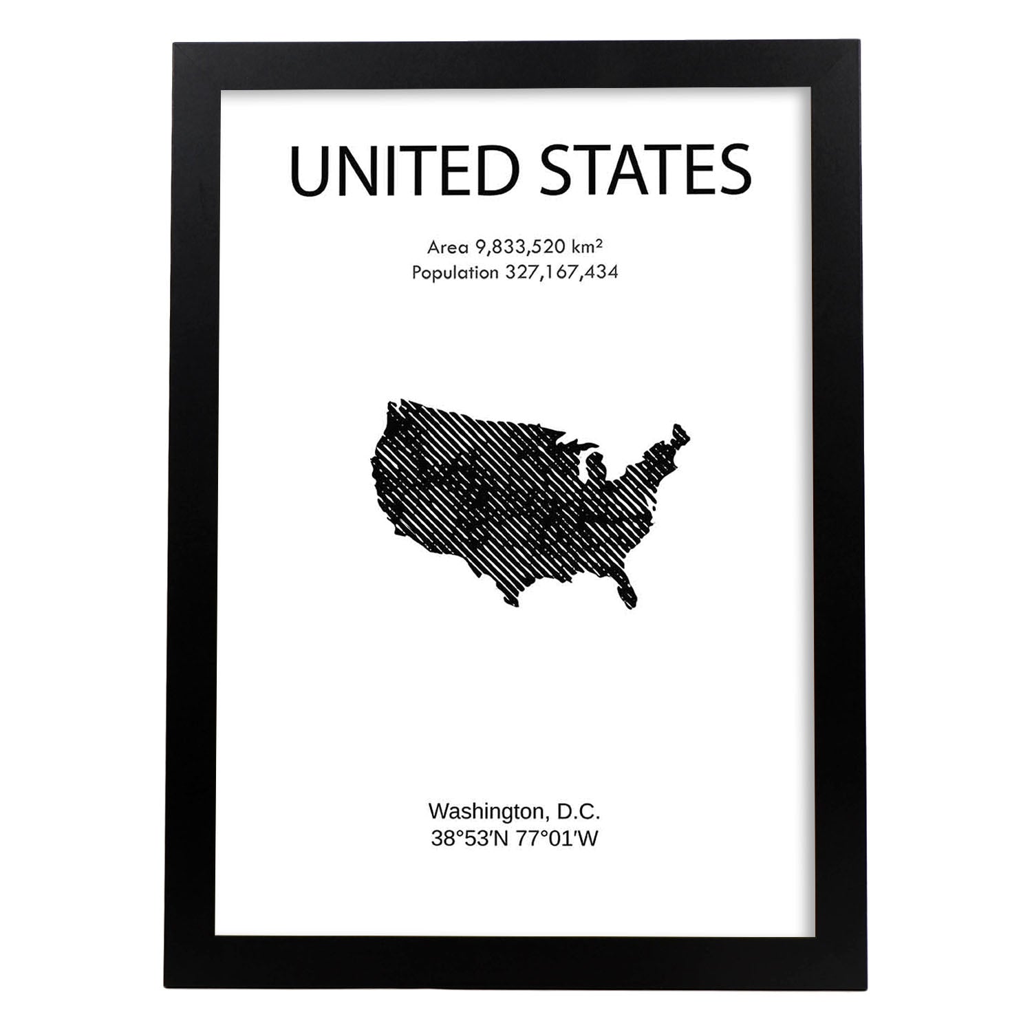 Poster de Estados Unidos. Láminas de paises y continentes del mundo.-Artwork-Nacnic-A4-Marco Negro-Nacnic Estudio SL