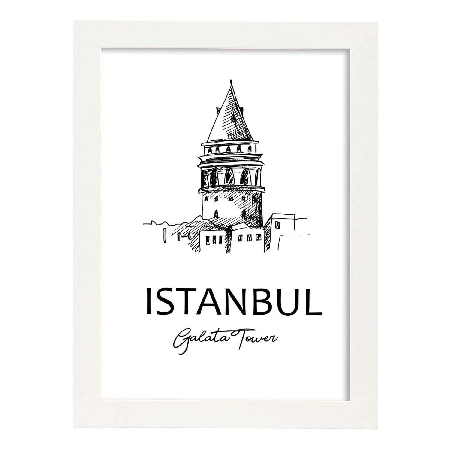Poster de Estambul - Torre galata. Láminas con monumentos de ciudades.-Artwork-Nacnic-A3-Marco Blanco-Nacnic Estudio SL