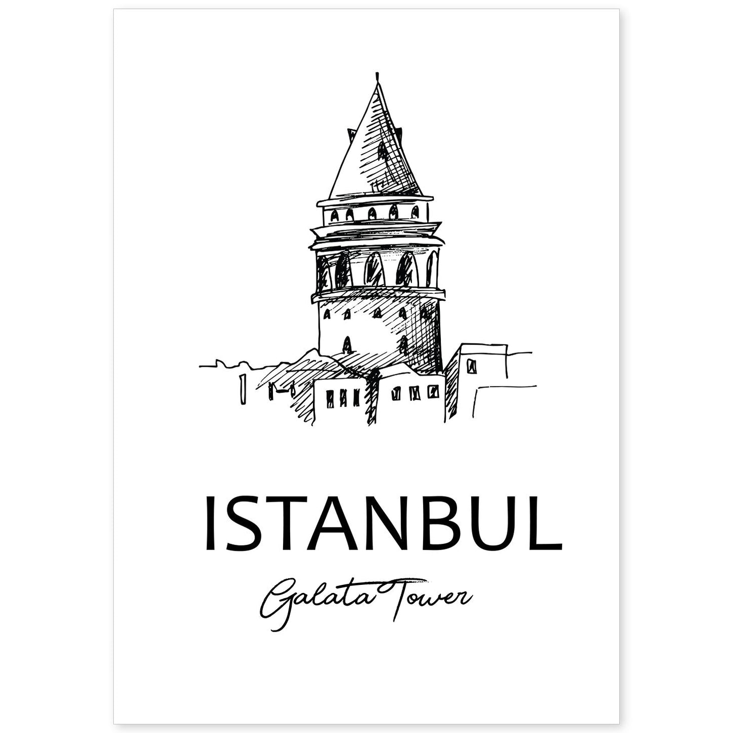 Poster de Estambul - Torre galata. Láminas con monumentos de ciudades.-Artwork-Nacnic-A4-Sin marco-Nacnic Estudio SL
