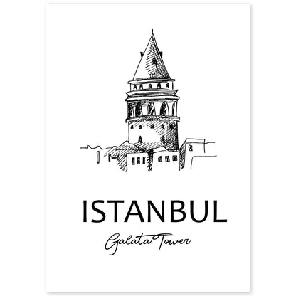 Poster de Estambul - Torre galata. Láminas con monumentos de ciudades.-Artwork-Nacnic-A4-Sin marco-Nacnic Estudio SL