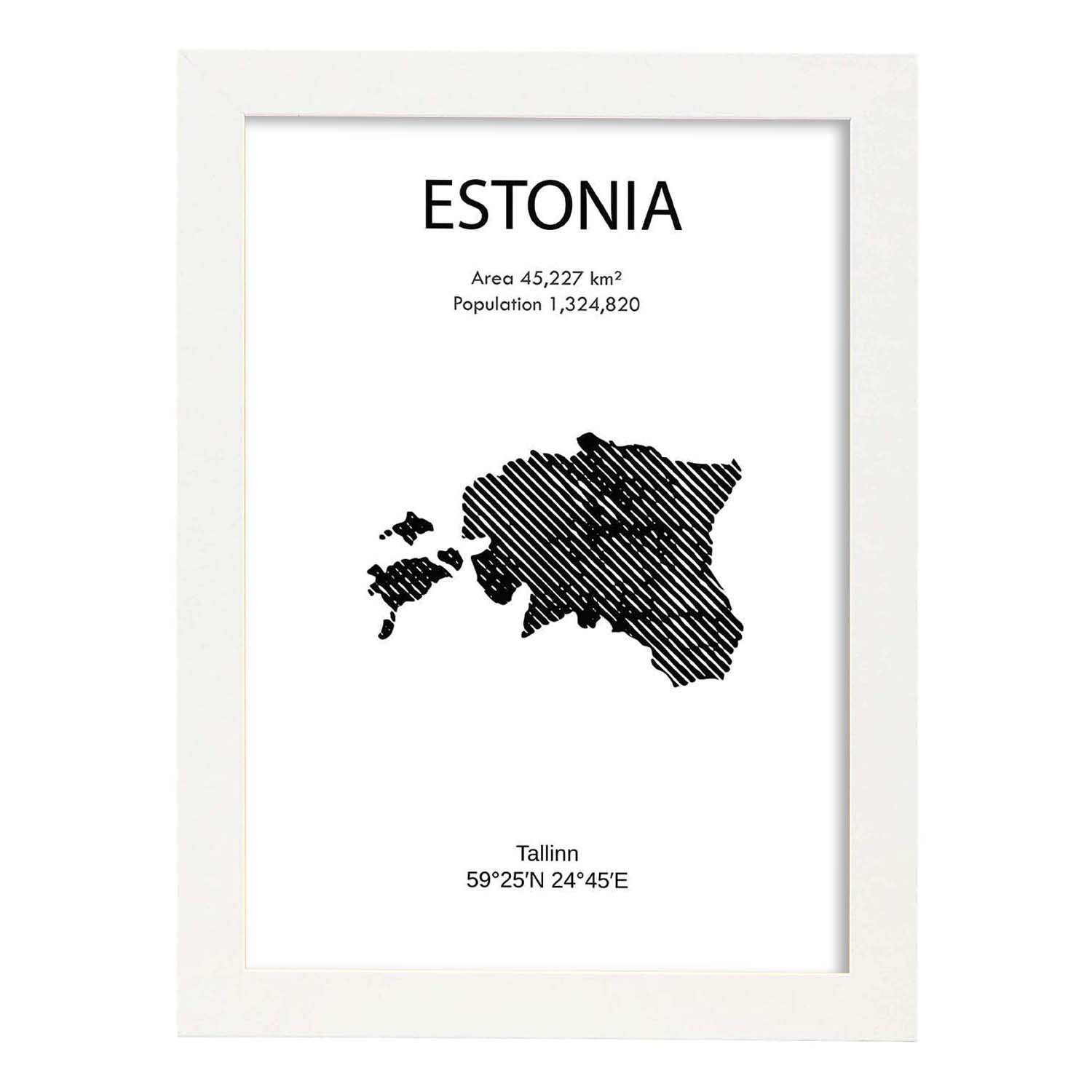 Poster de Estonia. Láminas de paises y continentes del mundo.-Artwork-Nacnic-A3-Marco Blanco-Nacnic Estudio SL