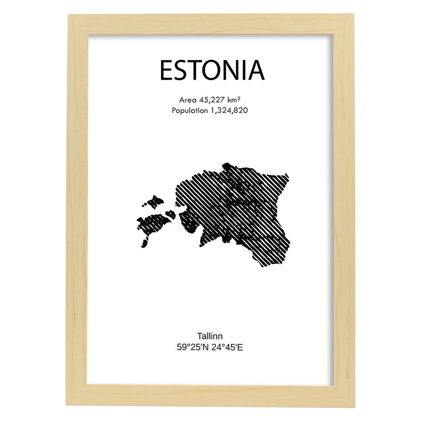 Poster de Estonia. Láminas de paises y continentes del mundo.-Artwork-Nacnic-A3-Marco Madera clara-Nacnic Estudio SL
