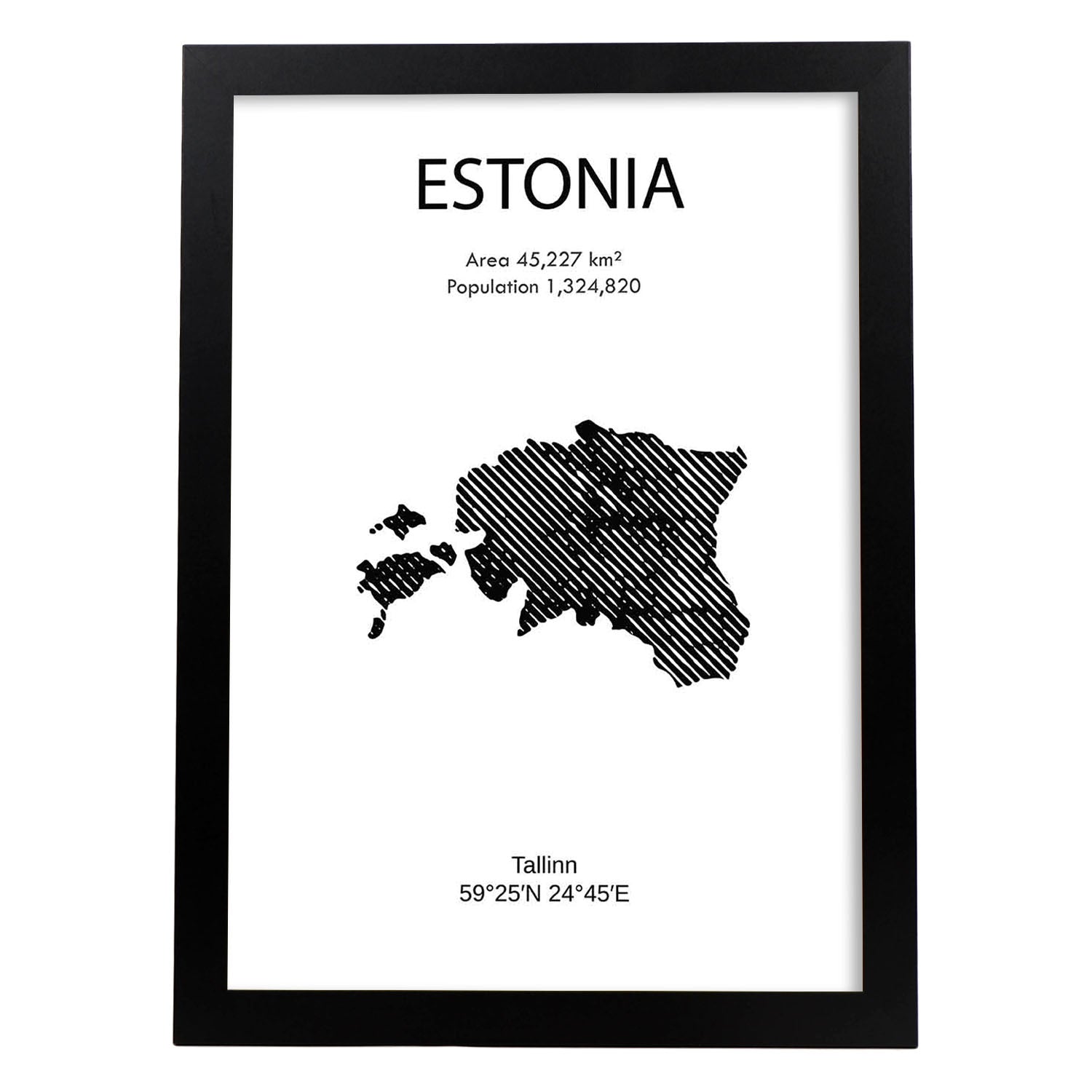 Poster de Estonia. Láminas de paises y continentes del mundo.-Artwork-Nacnic-A3-Marco Negro-Nacnic Estudio SL