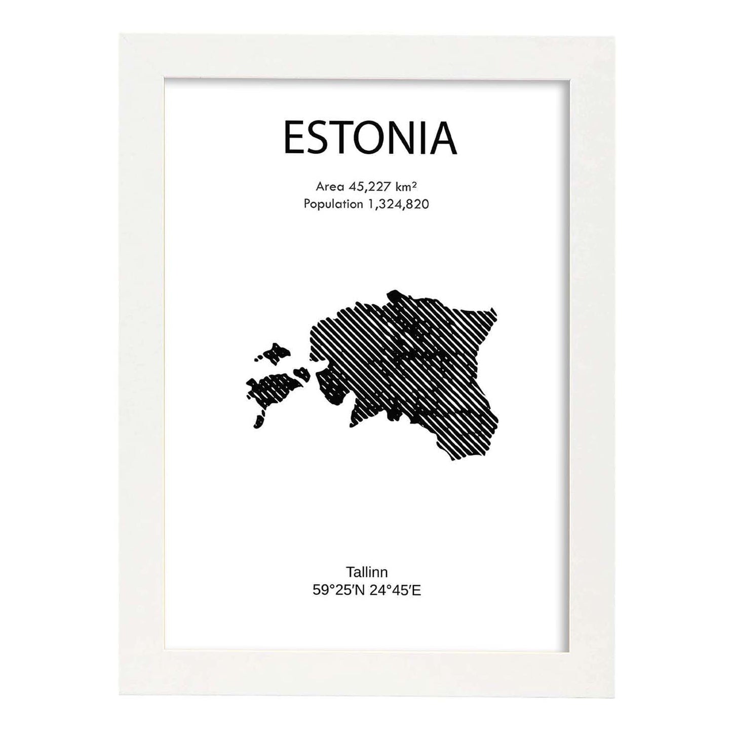 Poster de Estonia. Láminas de paises y continentes del mundo.-Artwork-Nacnic-A4-Marco Blanco-Nacnic Estudio SL