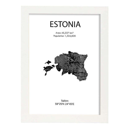 Poster de Estonia. Láminas de paises y continentes del mundo.-Artwork-Nacnic-A4-Marco Blanco-Nacnic Estudio SL