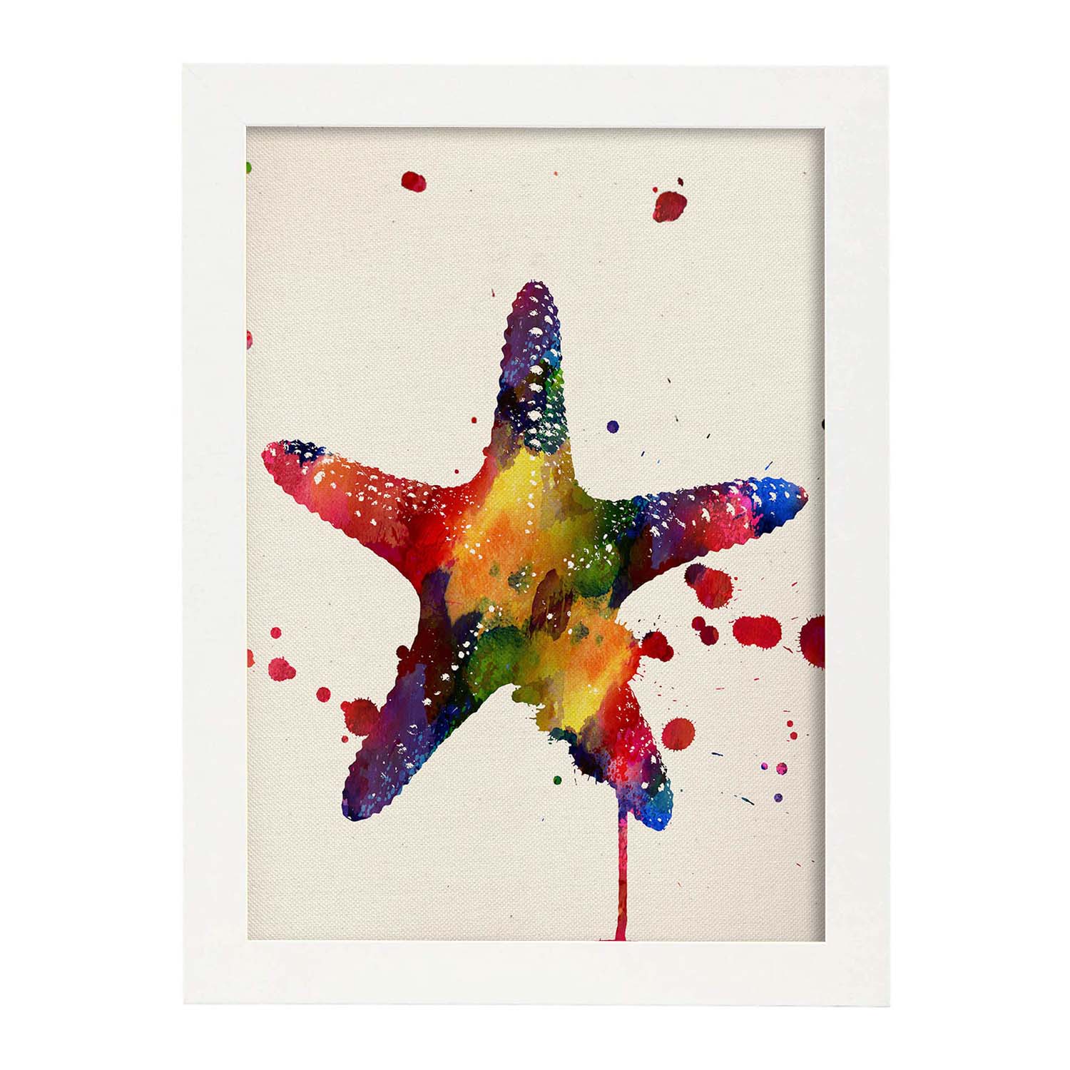 Poster de Estrella de mar con diseño acuarela. Mix de láminas con estilo acuarela-Artwork-Nacnic-A3-Marco Blanco-Nacnic Estudio SL