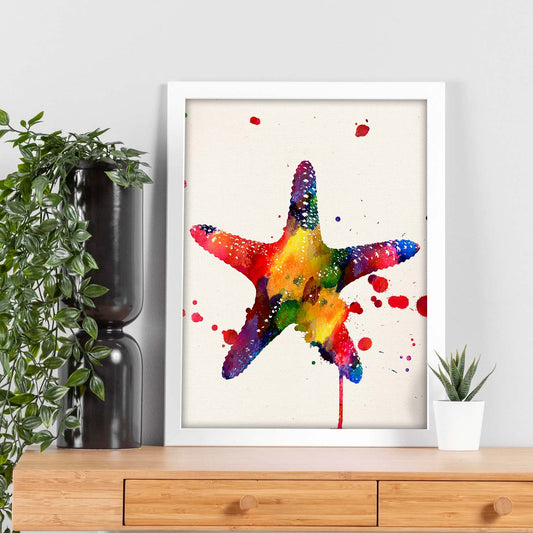 Poster de Estrella de mar con diseño acuarela. Mix de láminas con estilo acuarela-Artwork-Nacnic-Nacnic Estudio SL