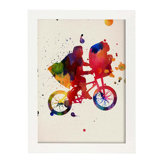 Poster de ET con diseño acuarela. Mix de láminas con estilo acuarela-Artwork-Nacnic-A4-Marco Blanco-Nacnic Estudio SL