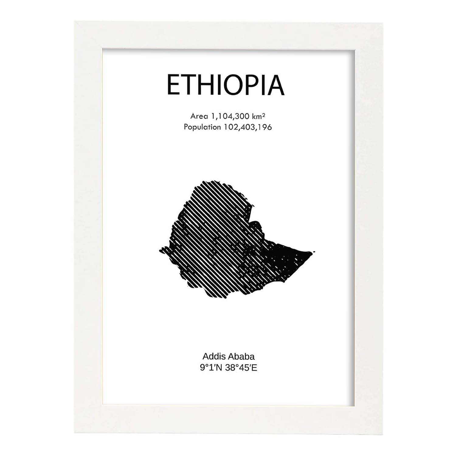 Poster de Etiopía. Láminas de paises y continentes del mundo.-Artwork-Nacnic-A3-Marco Blanco-Nacnic Estudio SL