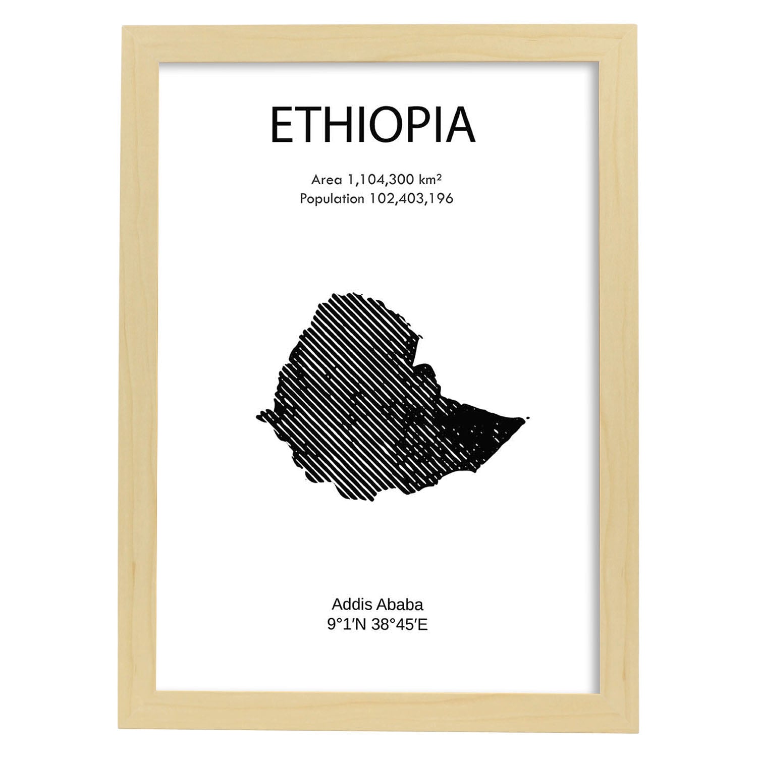 Poster de Etiopía. Láminas de paises y continentes del mundo.-Artwork-Nacnic-A3-Marco Madera clara-Nacnic Estudio SL