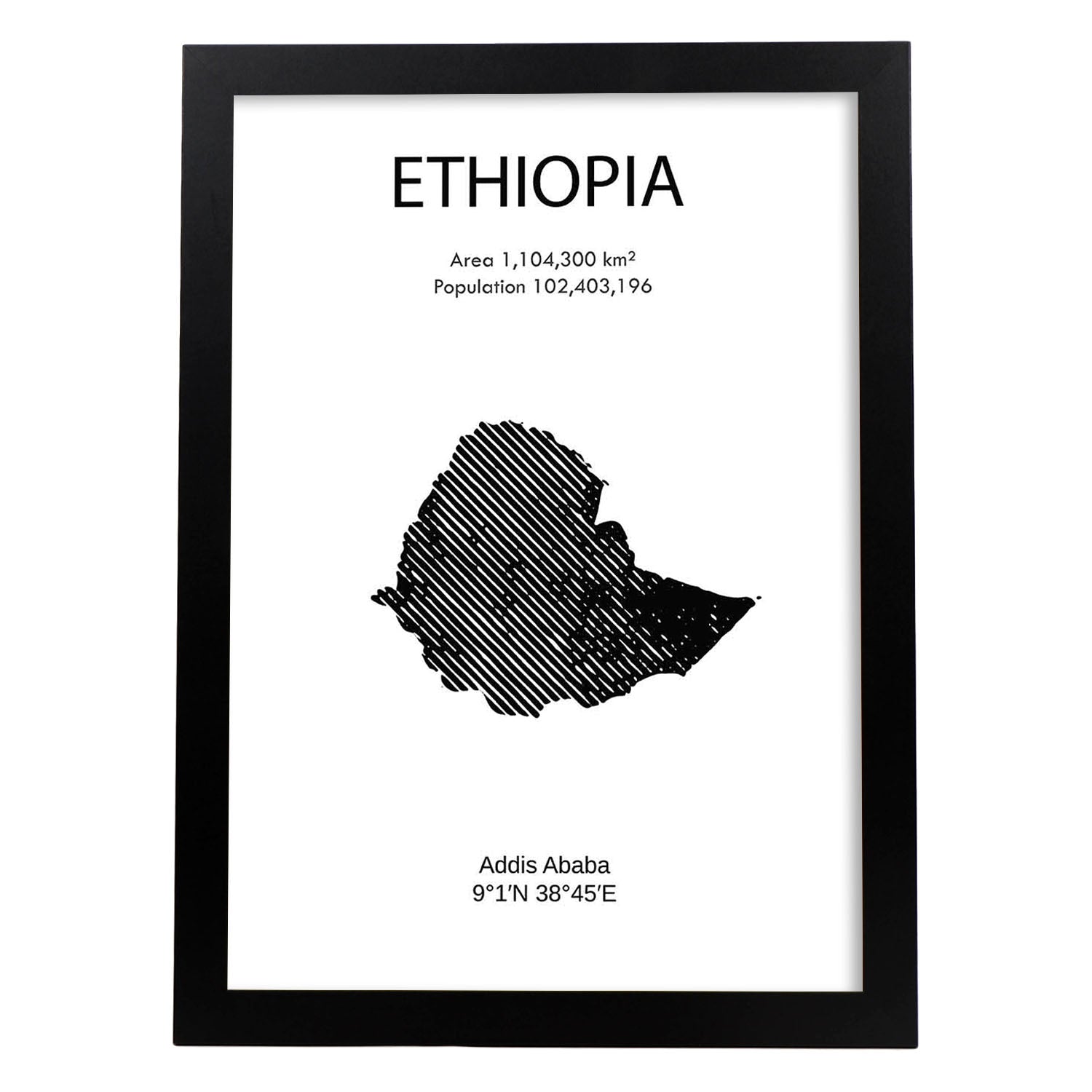 Poster de Etiopía. Láminas de paises y continentes del mundo.-Artwork-Nacnic-A3-Marco Negro-Nacnic Estudio SL