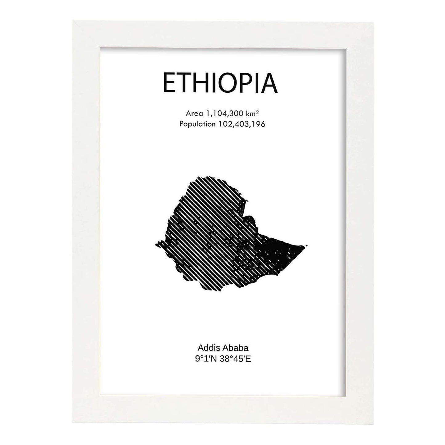 Poster de Etiopía. Láminas de paises y continentes del mundo.-Artwork-Nacnic-A4-Marco Blanco-Nacnic Estudio SL