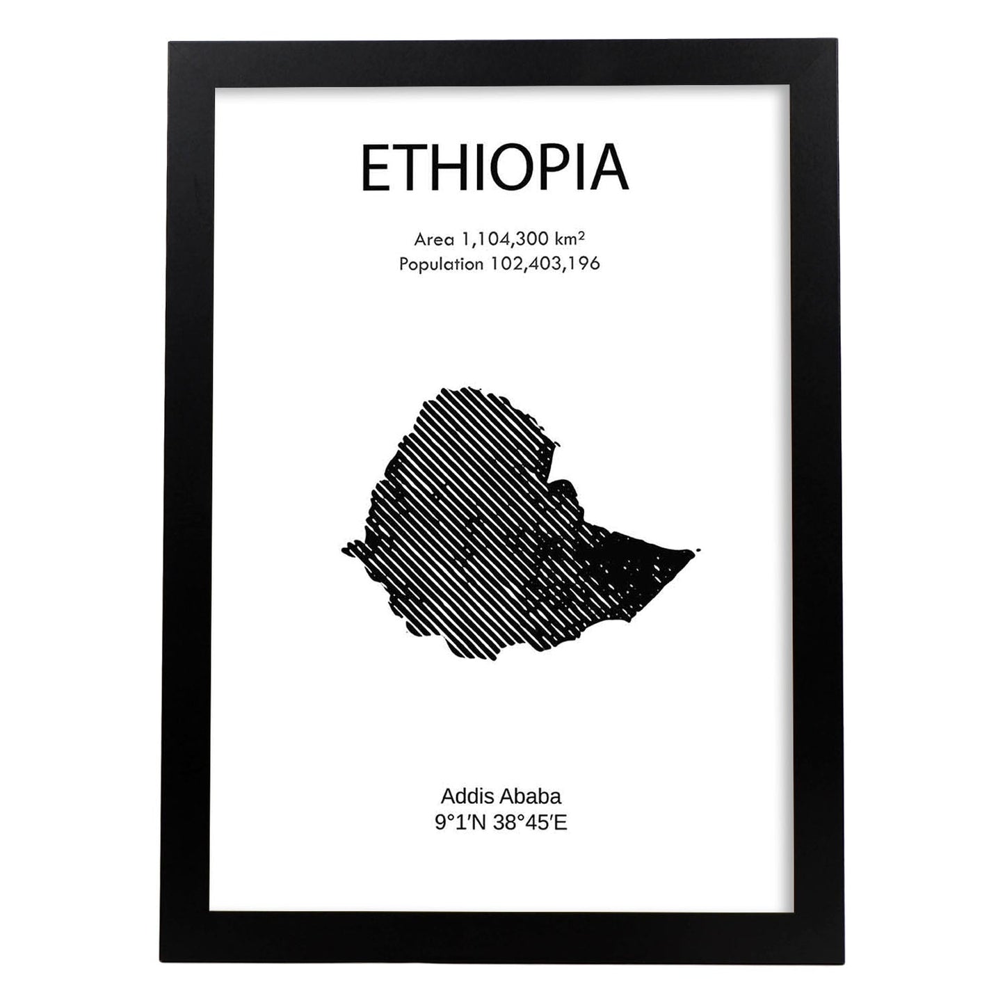 Poster de Etiopía. Láminas de paises y continentes del mundo.-Artwork-Nacnic-A4-Marco Negro-Nacnic Estudio SL