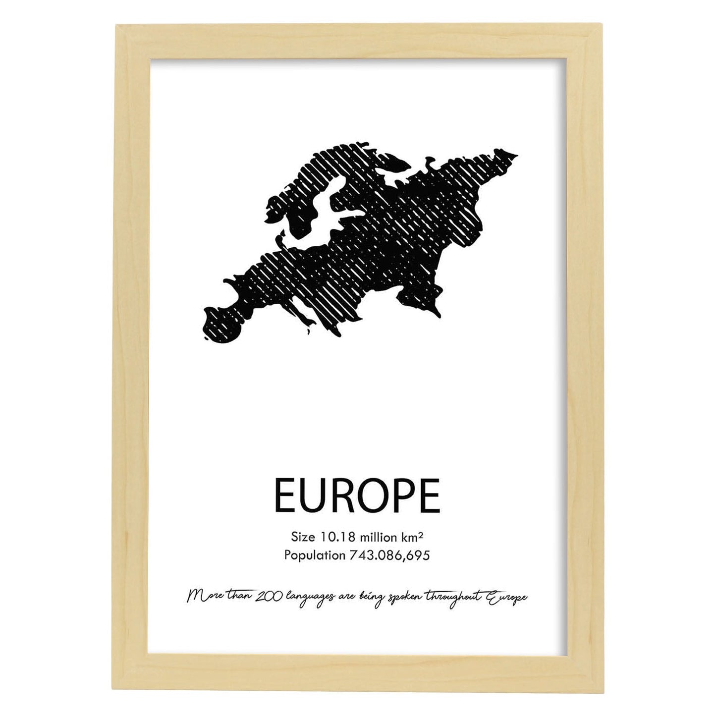 Poster de Europe. Láminas de paises y continentes del mundo.-Artwork-Nacnic-A3-Marco Madera clara-Nacnic Estudio SL