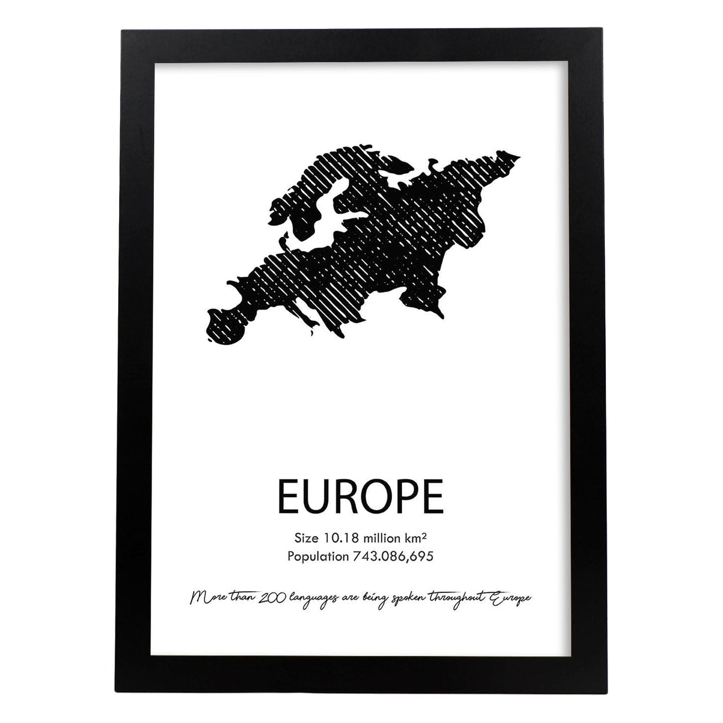 Poster de Europe. Láminas de paises y continentes del mundo.-Artwork-Nacnic-A4-Marco Negro-Nacnic Estudio SL