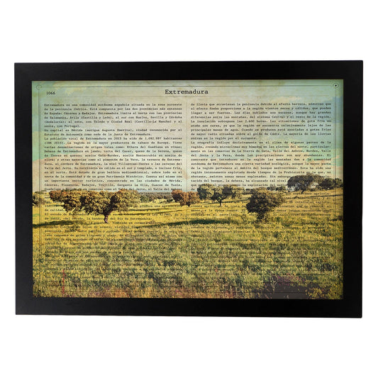Poster de Extremadura. Láminas de comunidades autónomas de España.-Artwork-Nacnic-A4-Marco Negro-Nacnic Estudio SL