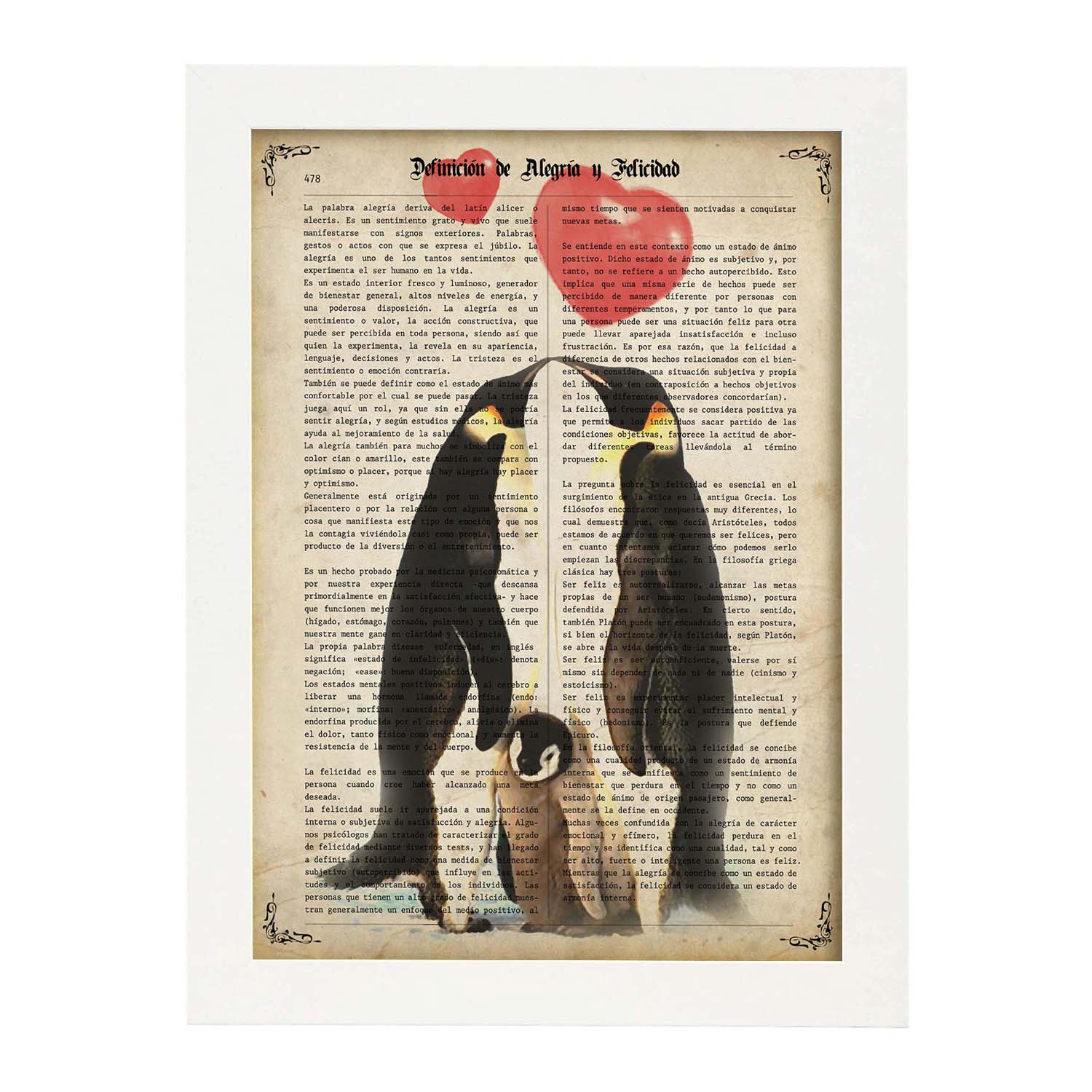 Poster de Familia de pinguinos. Láminas románticas de amor con definiciones. Ilustraciones para tu pareja, familia, mujer, ...-Artwork-Nacnic-A3-Marco Blanco-Nacnic Estudio SL