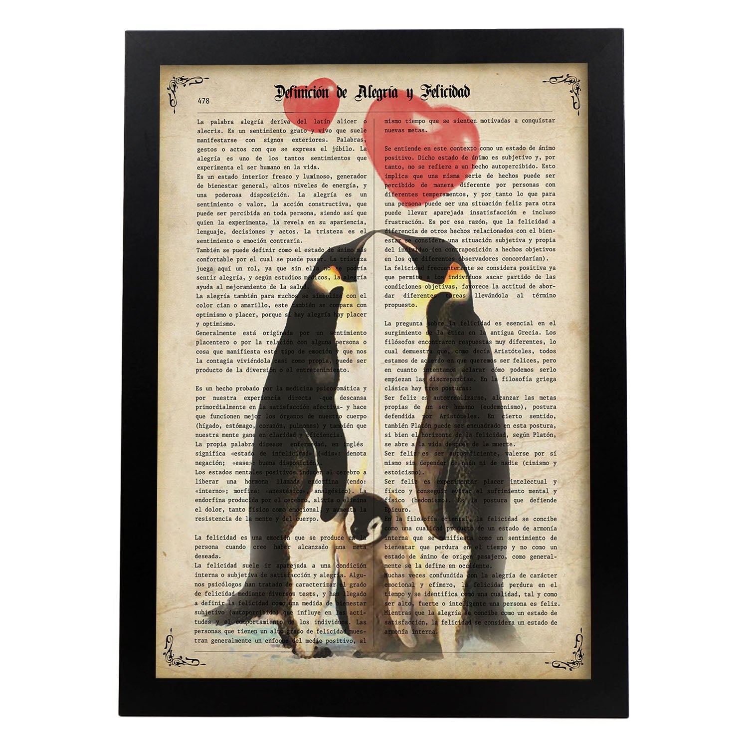 Poster de Familia de pinguinos. Láminas románticas de amor con definiciones. Ilustraciones para tu pareja, familia, mujer, ...-Artwork-Nacnic-A3-Marco Negro-Nacnic Estudio SL