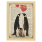 Poster de Familia de pinguinos. Láminas románticas de amor con definiciones. Ilustraciones para tu pareja, familia, mujer, ...-Artwork-Nacnic-A4-Marco Madera clara-Nacnic Estudio SL