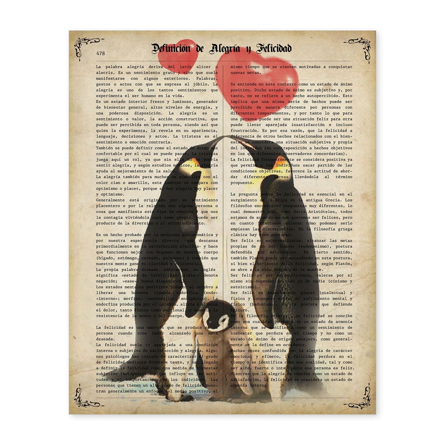Poster de Familia de pinguinos. Láminas románticas de amor con definiciones. Ilustraciones para tu pareja, familia, mujer, ...-Artwork-Nacnic-A4-Sin marco-Nacnic Estudio SL