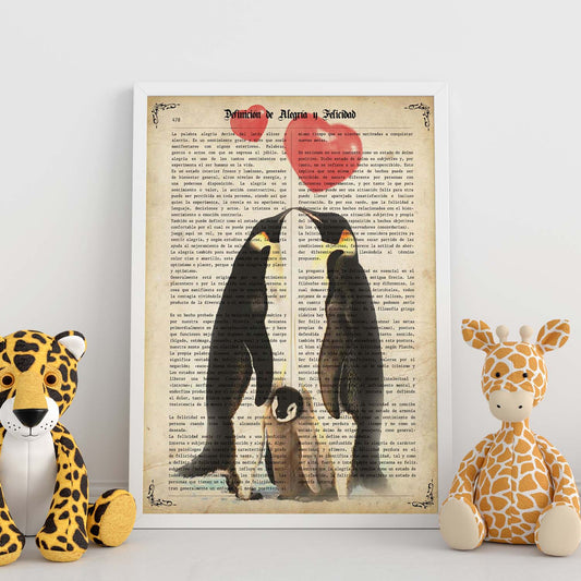 Poster de Familia de pinguinos. Láminas románticas de amor con definiciones. Ilustraciones para tu pareja, familia, mujer, ...-Artwork-Nacnic-Nacnic Estudio SL
