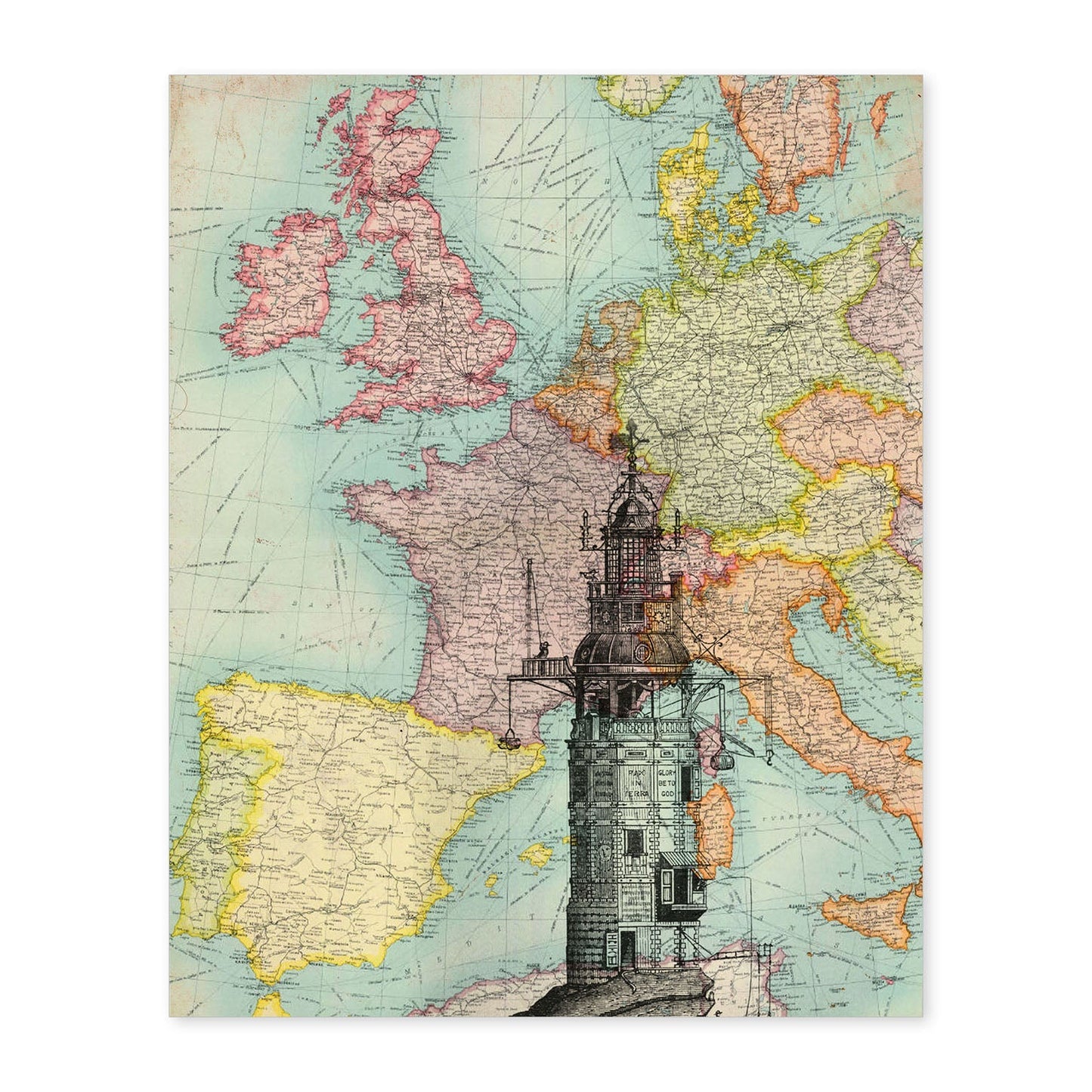 Poster de Faro en Africa. Láminas de mapas del mundo. Decoración con mapas e imágenes vintage.-Artwork-Nacnic-A4-Sin marco-Nacnic Estudio SL