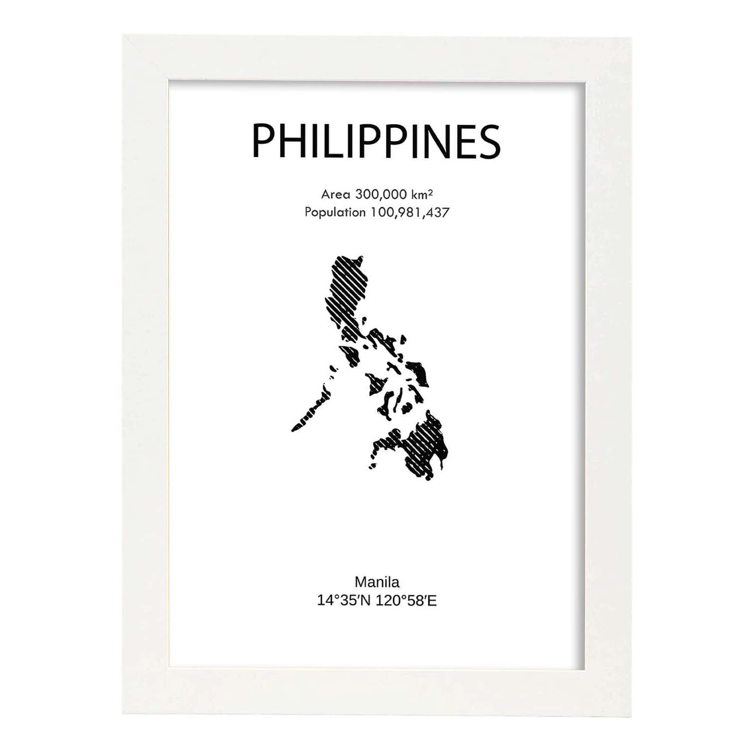 Poster de Filipinas. Láminas de paises y continentes del mundo.-Artwork-Nacnic-A3-Marco Blanco-Nacnic Estudio SL