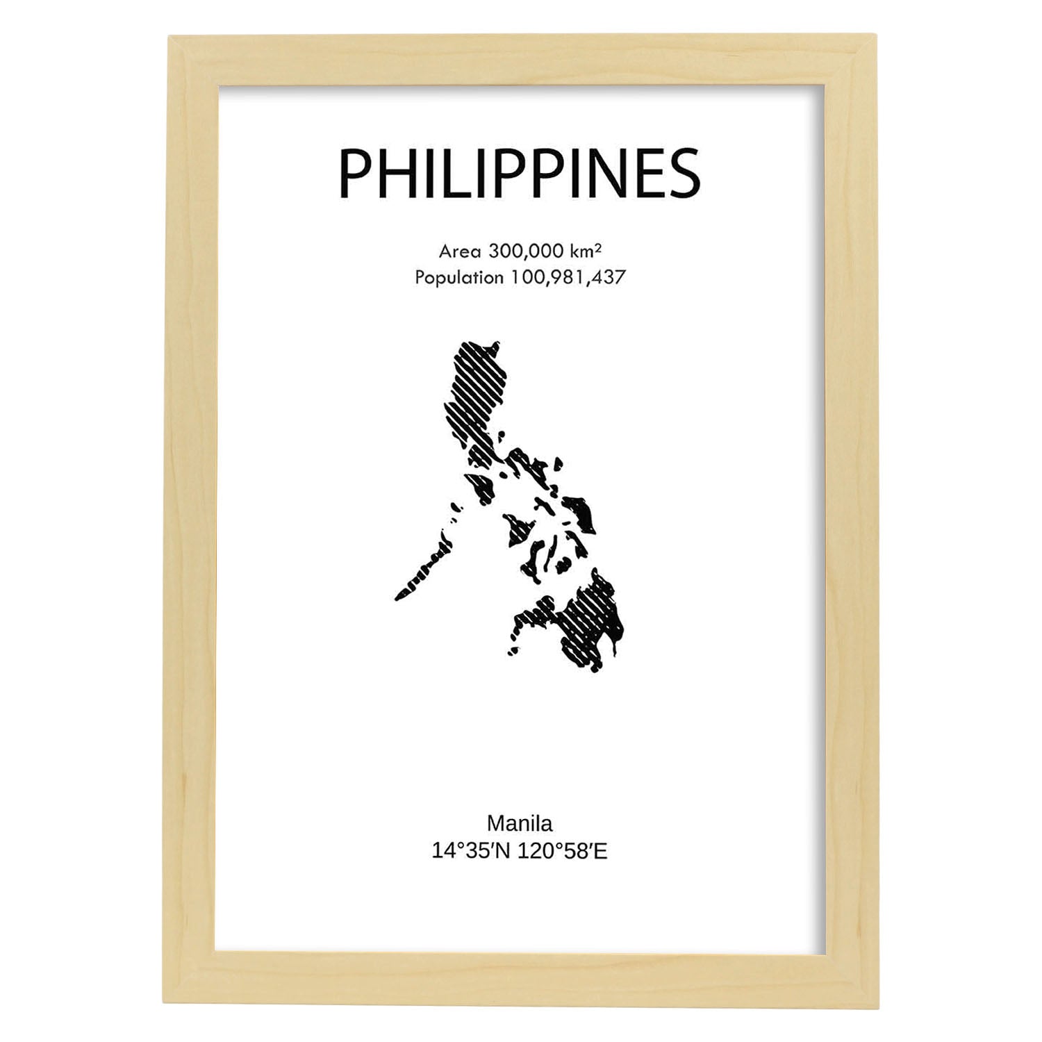 Poster de Filipinas. Láminas de paises y continentes del mundo.-Artwork-Nacnic-A3-Marco Madera clara-Nacnic Estudio SL