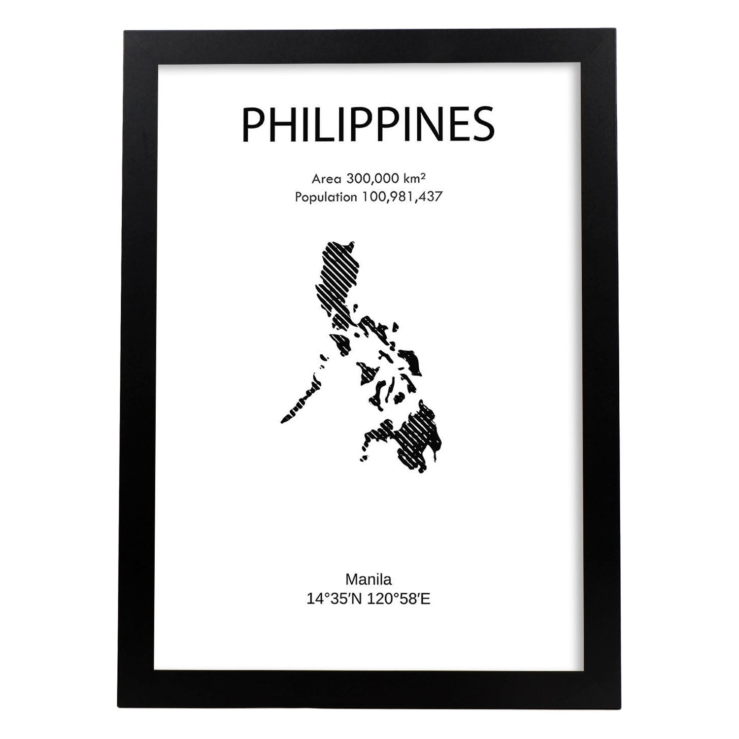 Poster de Filipinas. Láminas de paises y continentes del mundo.-Artwork-Nacnic-A3-Marco Negro-Nacnic Estudio SL