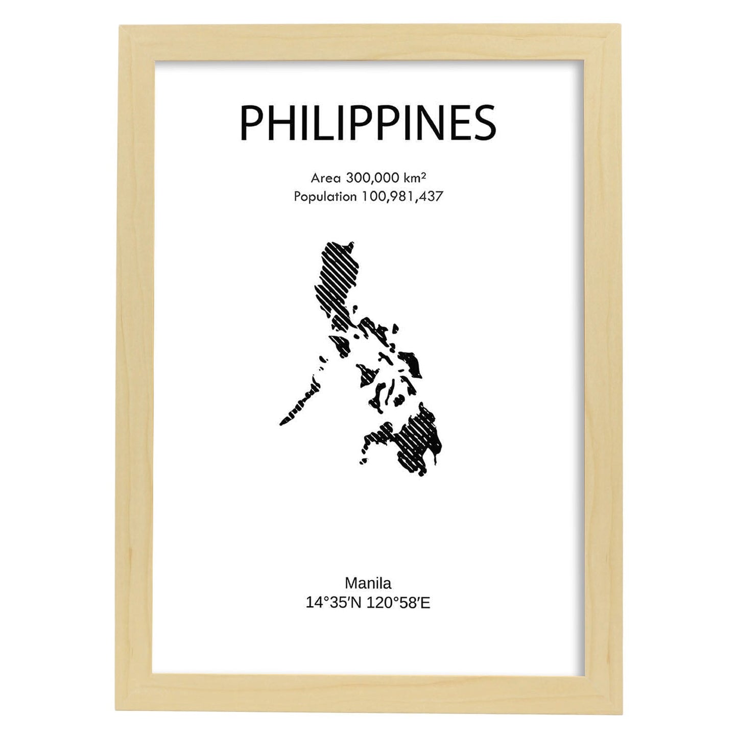 Poster de Filipinas. Láminas de paises y continentes del mundo.-Artwork-Nacnic-A4-Marco Madera clara-Nacnic Estudio SL