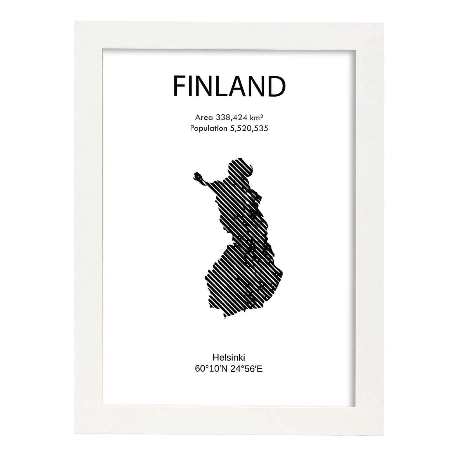 Poster de Finlandia. Láminas de paises y continentes del mundo.-Artwork-Nacnic-A3-Marco Blanco-Nacnic Estudio SL
