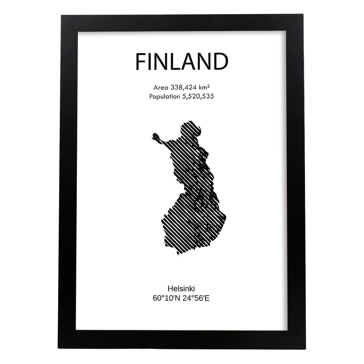 Poster de Finlandia. Láminas de paises y continentes del mundo.-Artwork-Nacnic-A3-Marco Negro-Nacnic Estudio SL