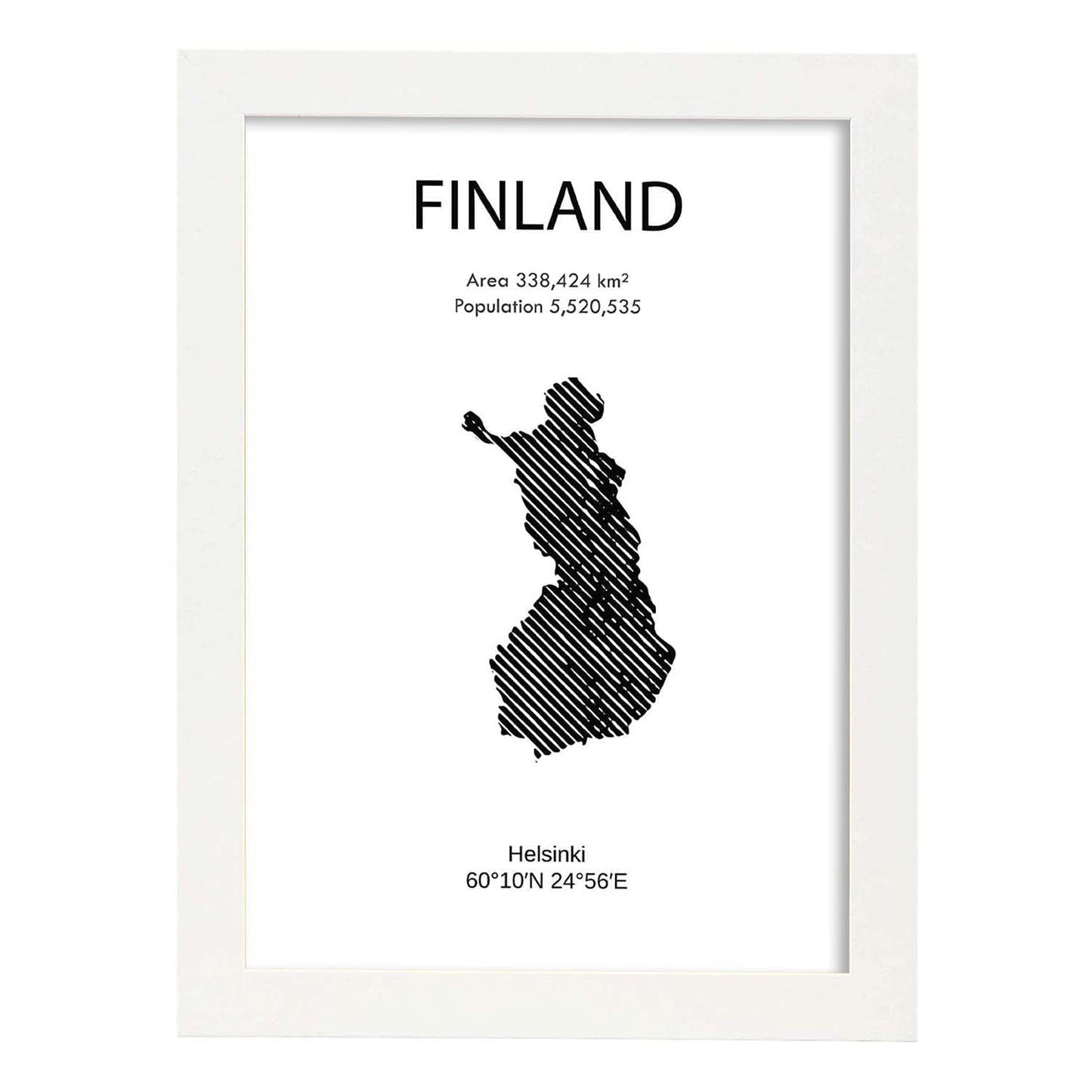 Poster de Finlandia. Láminas de paises y continentes del mundo.-Artwork-Nacnic-A4-Marco Blanco-Nacnic Estudio SL