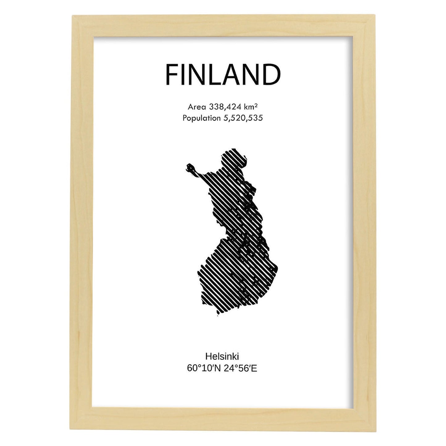 Poster de Finlandia. Láminas de paises y continentes del mundo.-Artwork-Nacnic-A4-Marco Madera clara-Nacnic Estudio SL
