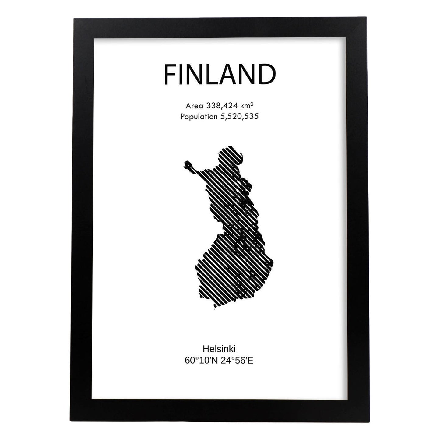 Poster de Finlandia. Láminas de paises y continentes del mundo.-Artwork-Nacnic-A4-Marco Negro-Nacnic Estudio SL