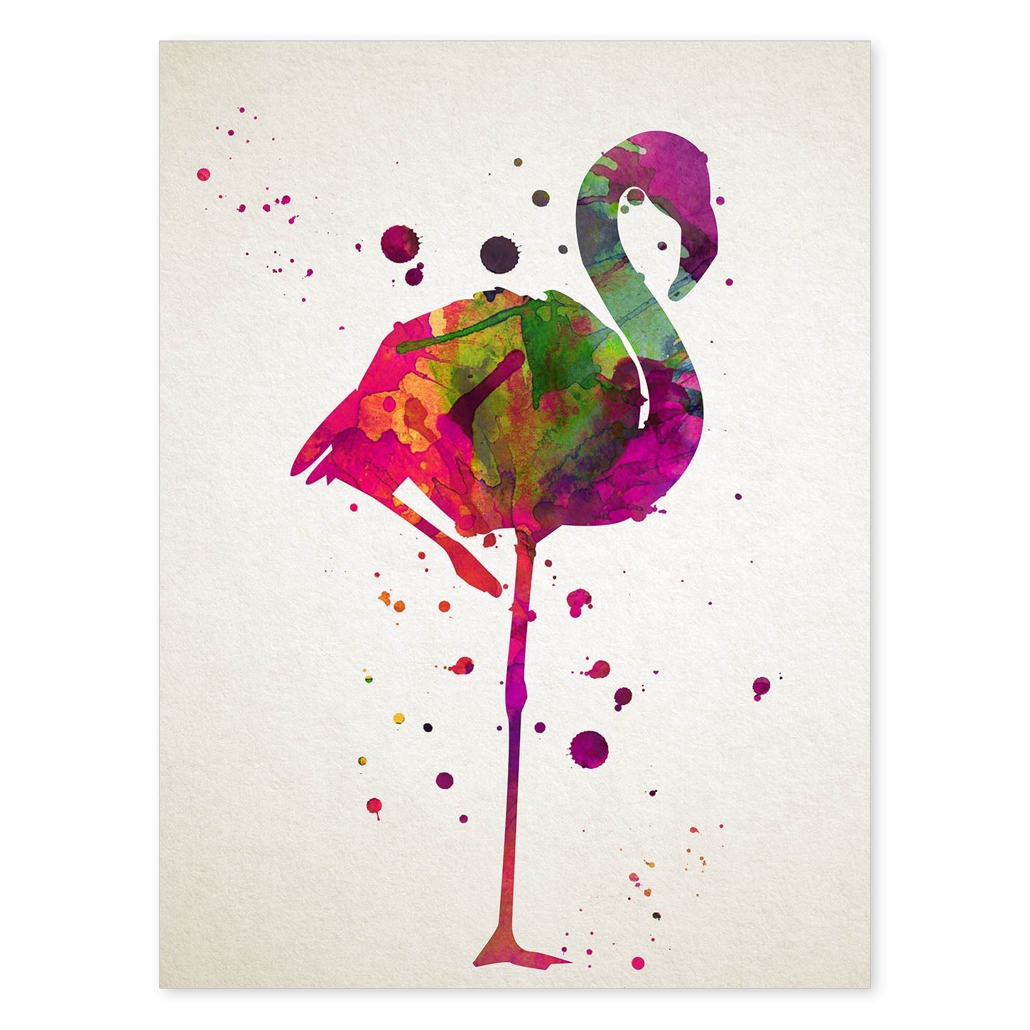 Poster de Flamenco estilo acuarela. Láminas de animales con estilo acuarela-Artwork-Nacnic-A4-Sin marco-Nacnic Estudio SL