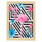 Poster de flamencos. Lámina Flamenco floral con imágenes de flamencos sobre fondo colorido. Posters de aves con diseño.-Artwork-Nacnic-A3-Marco Madera clara-Nacnic Estudio SL