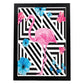 Poster de flamencos. Lámina Flamenco floral con imágenes de flamencos sobre fondo colorido. Posters de aves con diseño.-Artwork-Nacnic-A3-Marco Negro-Nacnic Estudio SL