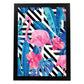 Poster de flamencos. Lámina Flamenco tropical con imágenes de flamencos sobre fondo colorido. Posters de aves con diseño.-Artwork-Nacnic-A3-Marco Negro-Nacnic Estudio SL