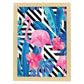 Poster de flamencos. Lámina Flamenco tropical con imágenes de flamencos sobre fondo colorido. Posters de aves con diseño.-Artwork-Nacnic-A4-Marco Madera clara-Nacnic Estudio SL