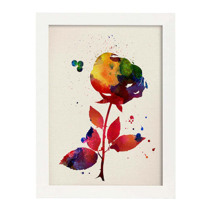 Poster de Flor con diseño acuarela. Mix de láminas con estilo acuarela-Artwork-Nacnic-A4-Marco Blanco-Nacnic Estudio SL