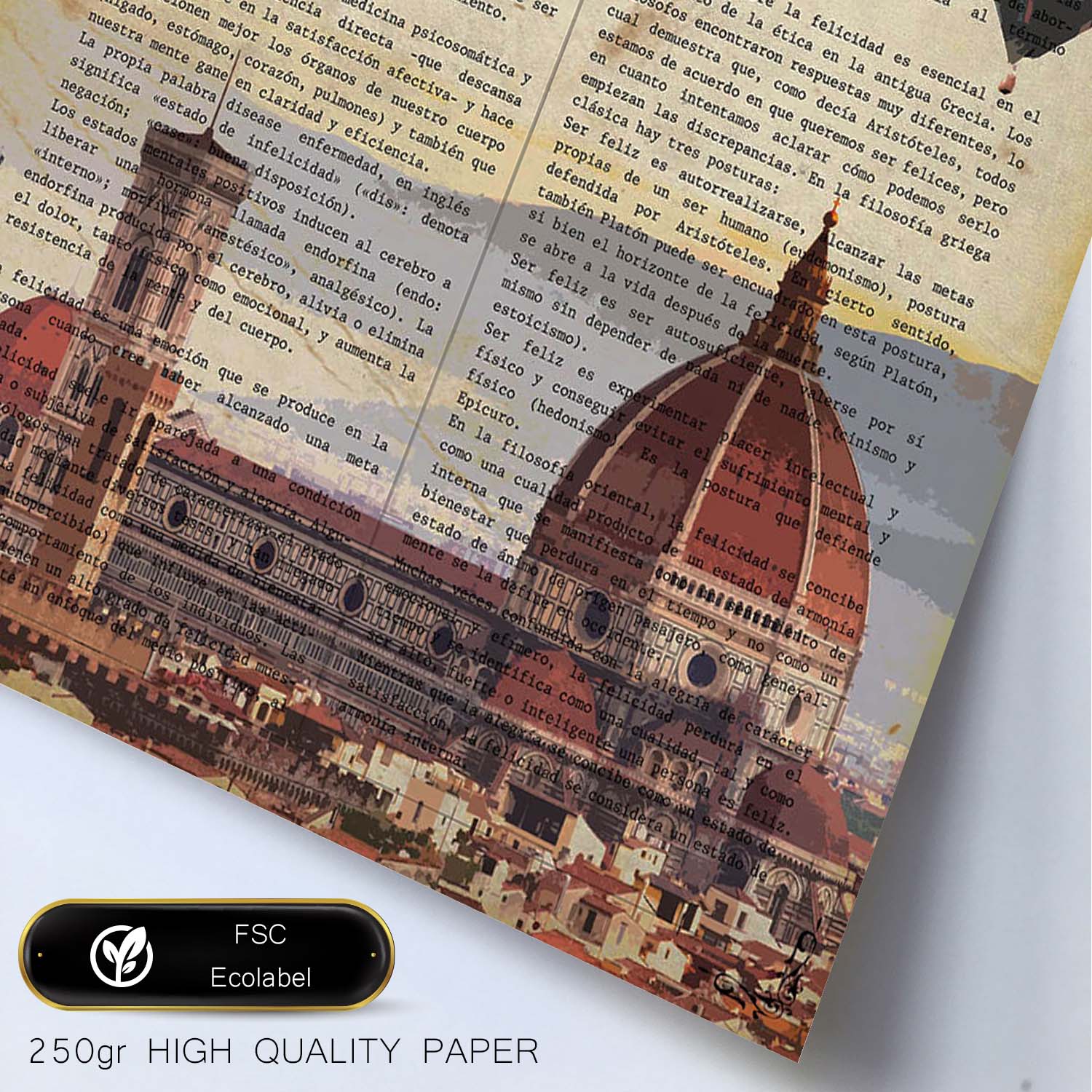 Poster de Florencia (Catedral de Santa Maria). Láminas e ilustraciones de ciudades del mundo y monumentos famosos.-Artwork-Nacnic-Nacnic Estudio SL