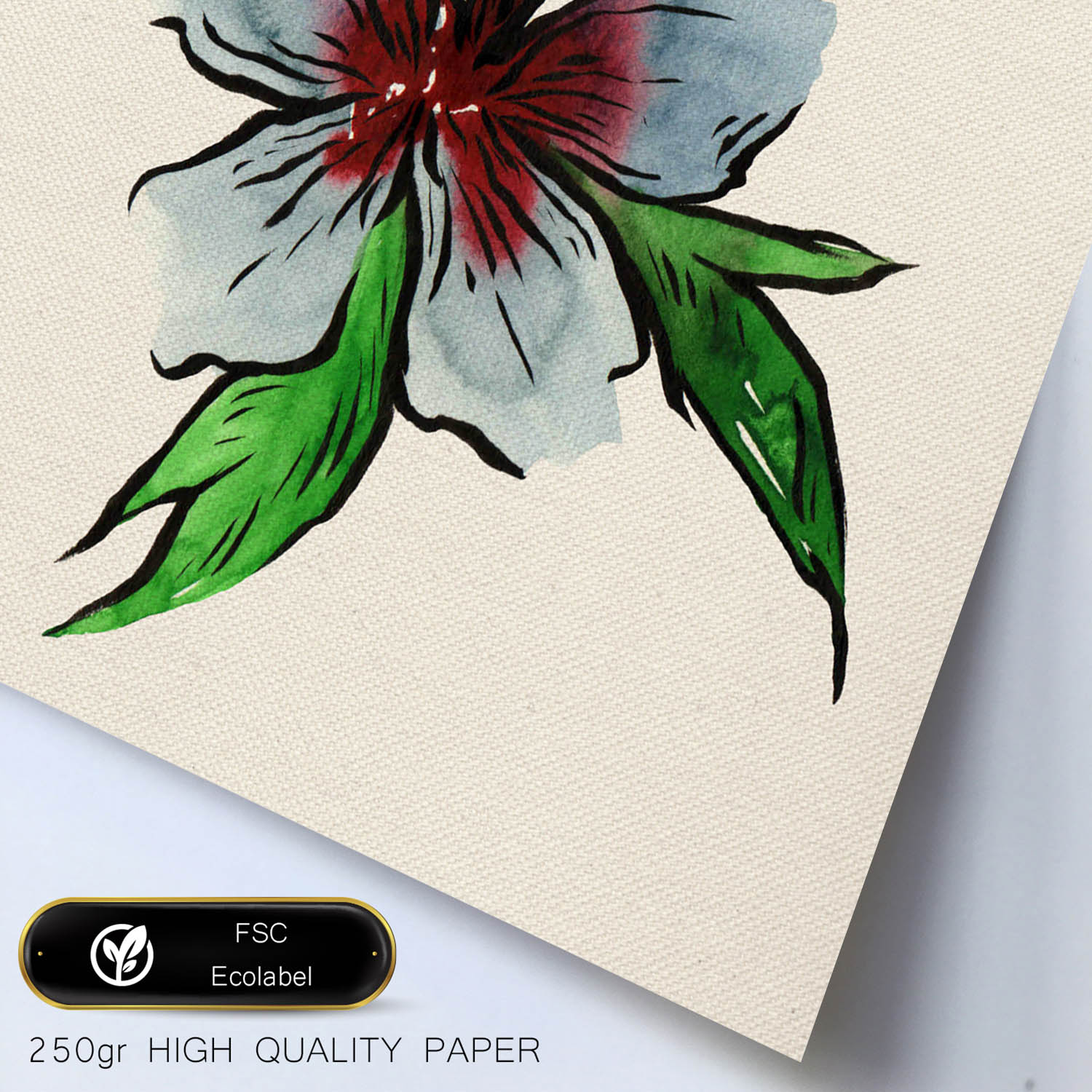 Poster de flores y naturaleza. Lámina cuadrada Bonita flor, ilustrada con dibujos a color.-Artwork-Nacnic-Nacnic Estudio SL