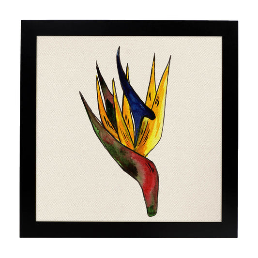 Poster de flores y naturaleza. Lámina cuadrada Flor amistad, ilustrada con dibujos a color.-Artwork-Nacnic-20x20 cm-Marco Negro-Nacnic Estudio SL