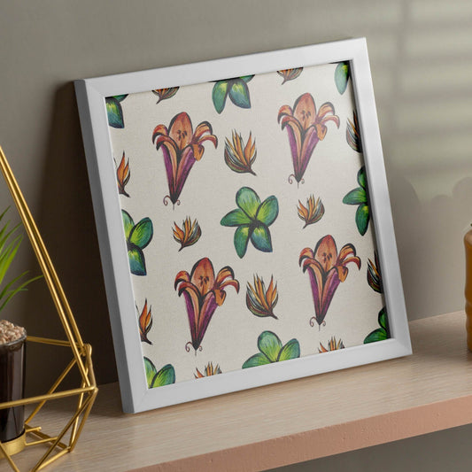 Poster de flores y naturaleza. Lámina cuadrada Flores frescas, ilustrada con dibujos a color.-Artwork-Nacnic-Nacnic Estudio SL