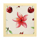 Poster de flores y naturaleza. Lámina cuadrada Flores y cerezas, ilustrada con dibujos a color.-Artwork-Nacnic-25x25 cm-Marco Madera clara-Nacnic Estudio SL
